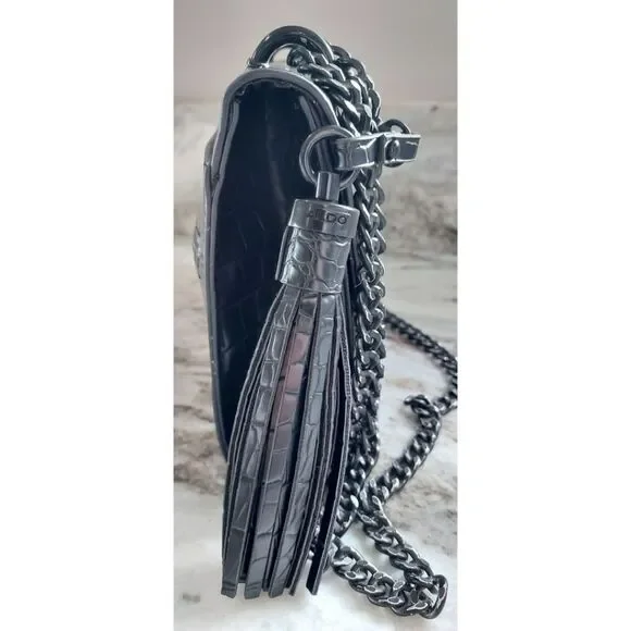 Elegant ALDO Black Croc Handbag/Crossbody - Picture 6 of 12